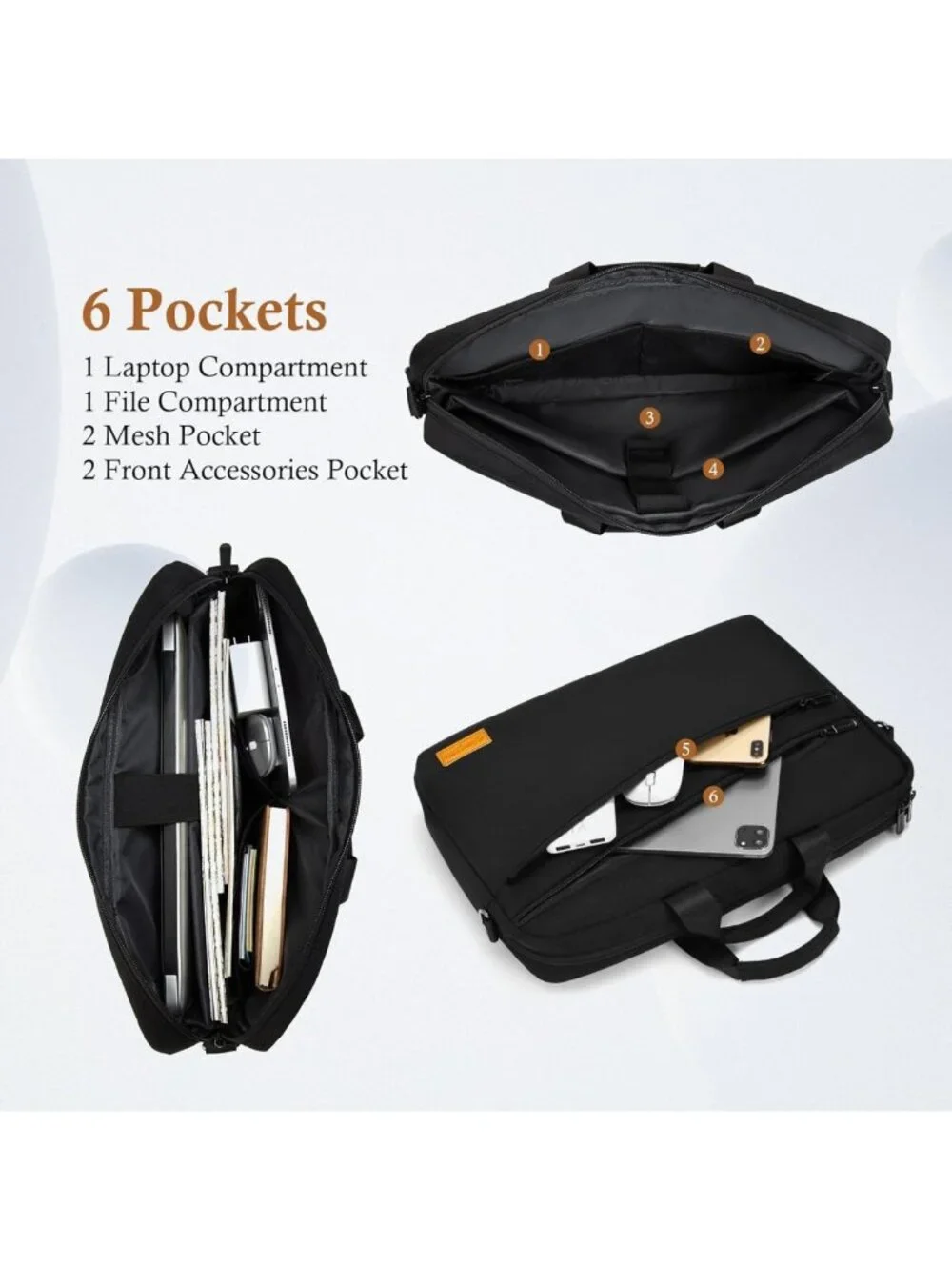 Stylish Water-Repellent Laptop Shoulder Bag for 15-16 Inch Computers